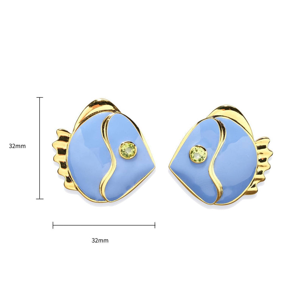 Retro Chic Blue Little Fish Earrings