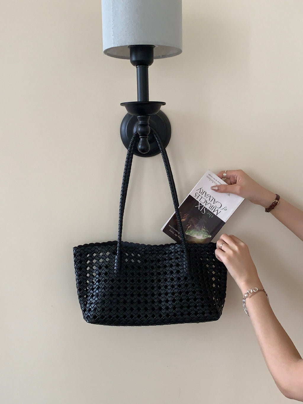 Hollow-out Woven Shoulder Bag For Women