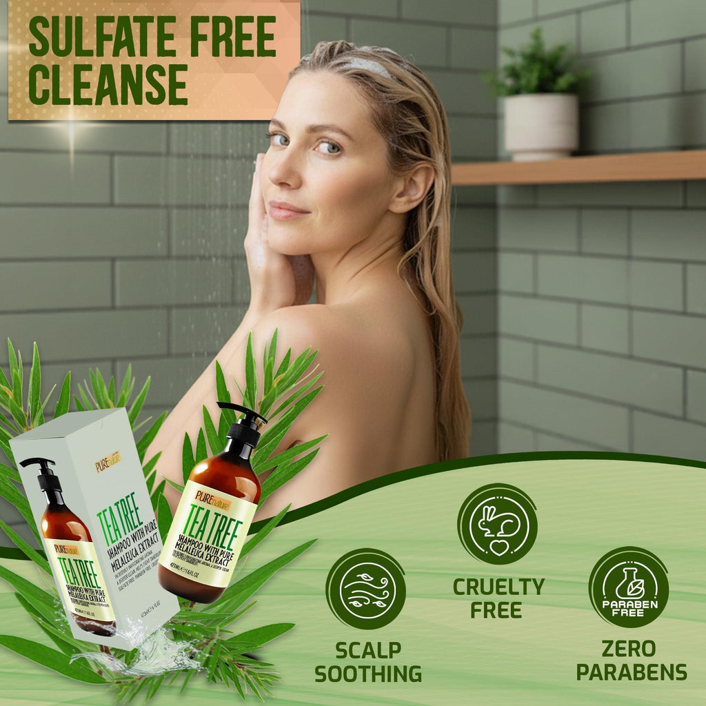 Tea Tree Shampoo Sulfate Free Anti Dandruff 16 Fl Oz Deep Cleanse for Oily and Itchy Scalp Buildup Remover Professional Oily Hair Salon Formula Paraben Free Shampoo for Women and Men