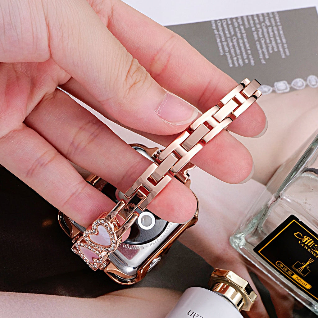 Loving-Heart Shell Metal Watch Strap