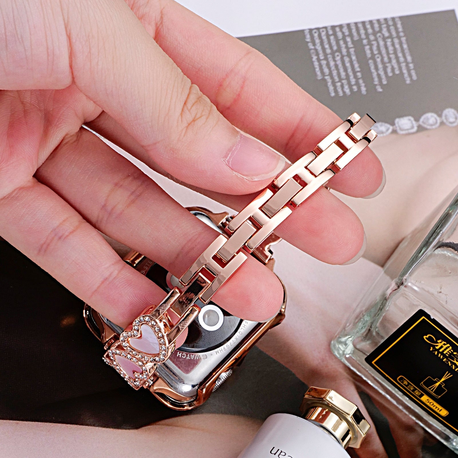 Loving-Heart Shell Metal Watch Strap