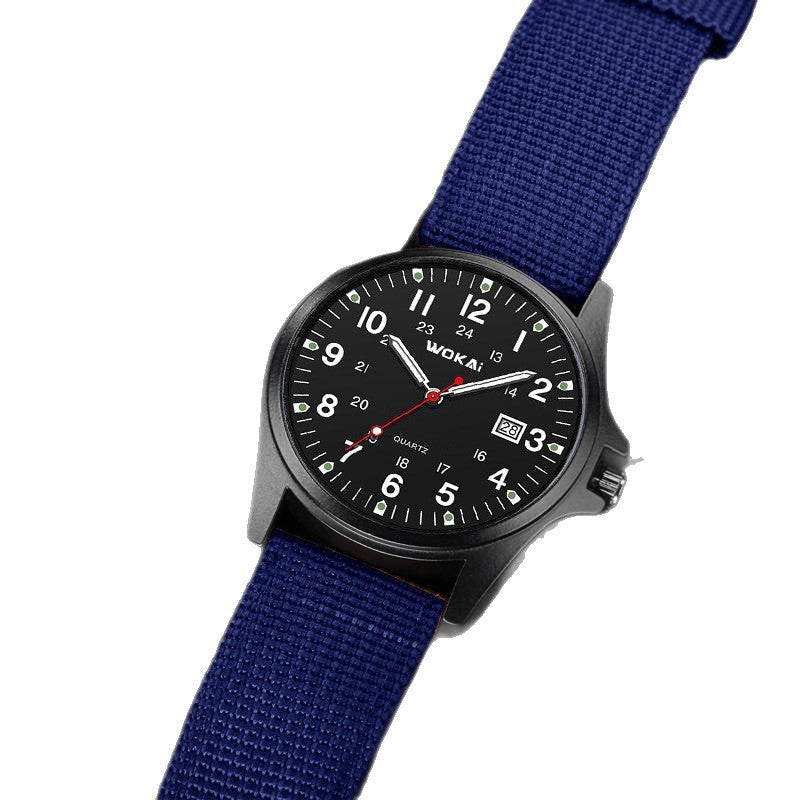 Sporty Nylon Strap Mens Quartz Watch Minimalist Design