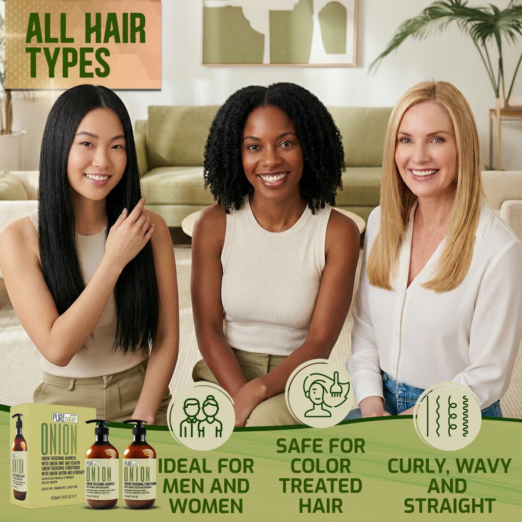 Onion Shampoo and Conditioner Set 16 Fl Oz Sulfate Free Thickening Formula for Men and Women Paraben Free Volumizing Set for Thin Fine Hair Volume Boosting Salon Professional Care Set of 2