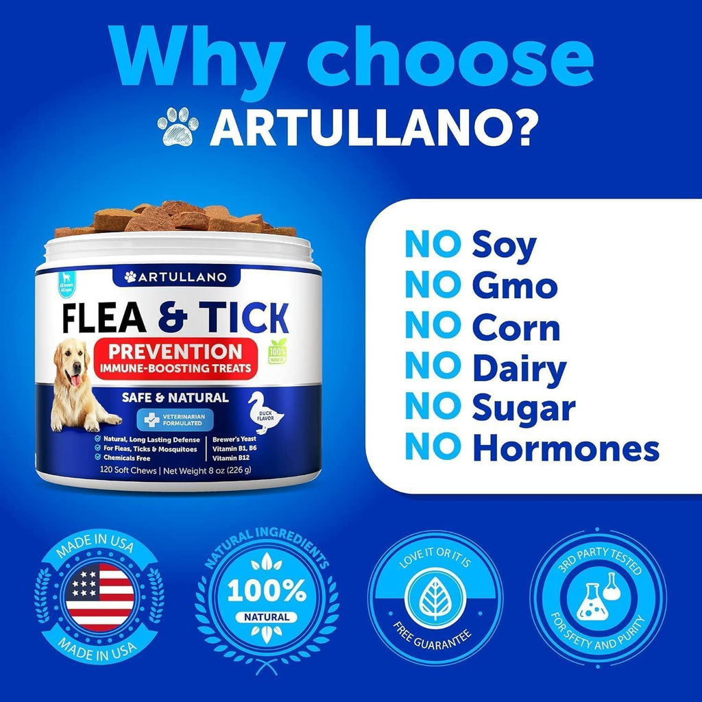Flea and Tick Prevention for Dogs Chewables   Natural Flea Treatment