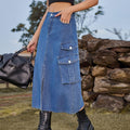 Women's Denim Cargo Pants Casual Skirt