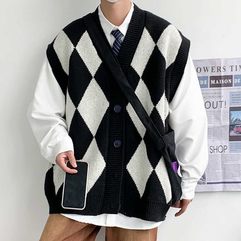 Autumn Winter Men's V-neck Woolen Sweater Vest