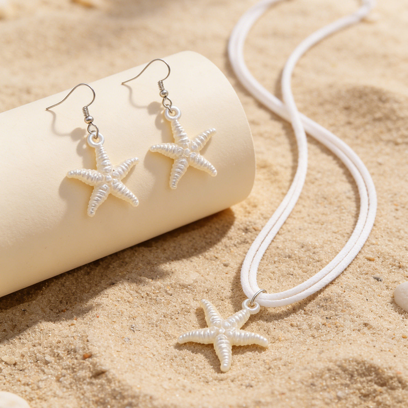 New Cross-border Bohemian Beach Jewelry Set For Women, Ocean Style Starfish Pendant Matching Earrings & Versatile Unique Necklace