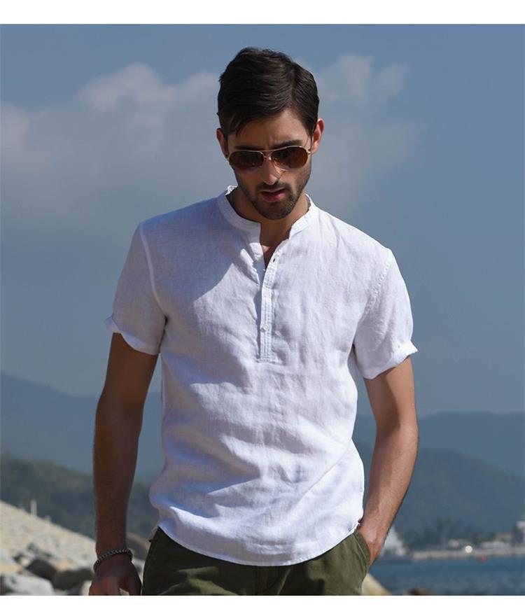 Mens Loose-fit Fashionable Retro-style Shirt