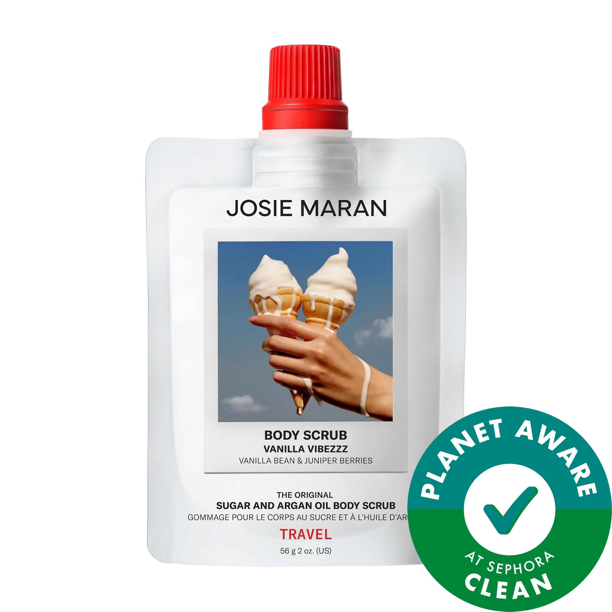 Josie Maran Mini Vanilla Vibezzz - Refillable Argan Oil & Sugar Body Scrub for Softer Skin