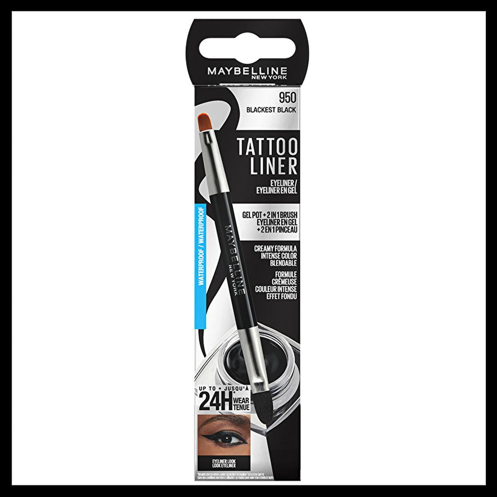 Maybelline New York Tattoo Liner: Long Lasting Smudge Proof Black Gel Eyeliner - Intense Pigment, Waterproof Formula