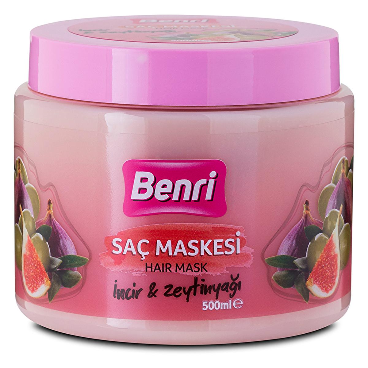 Benri Fig & Olive Oil Hair Mask: Deeply Moisturizing Hair Treatment for Dry & Frizzy Hair - 500ml
