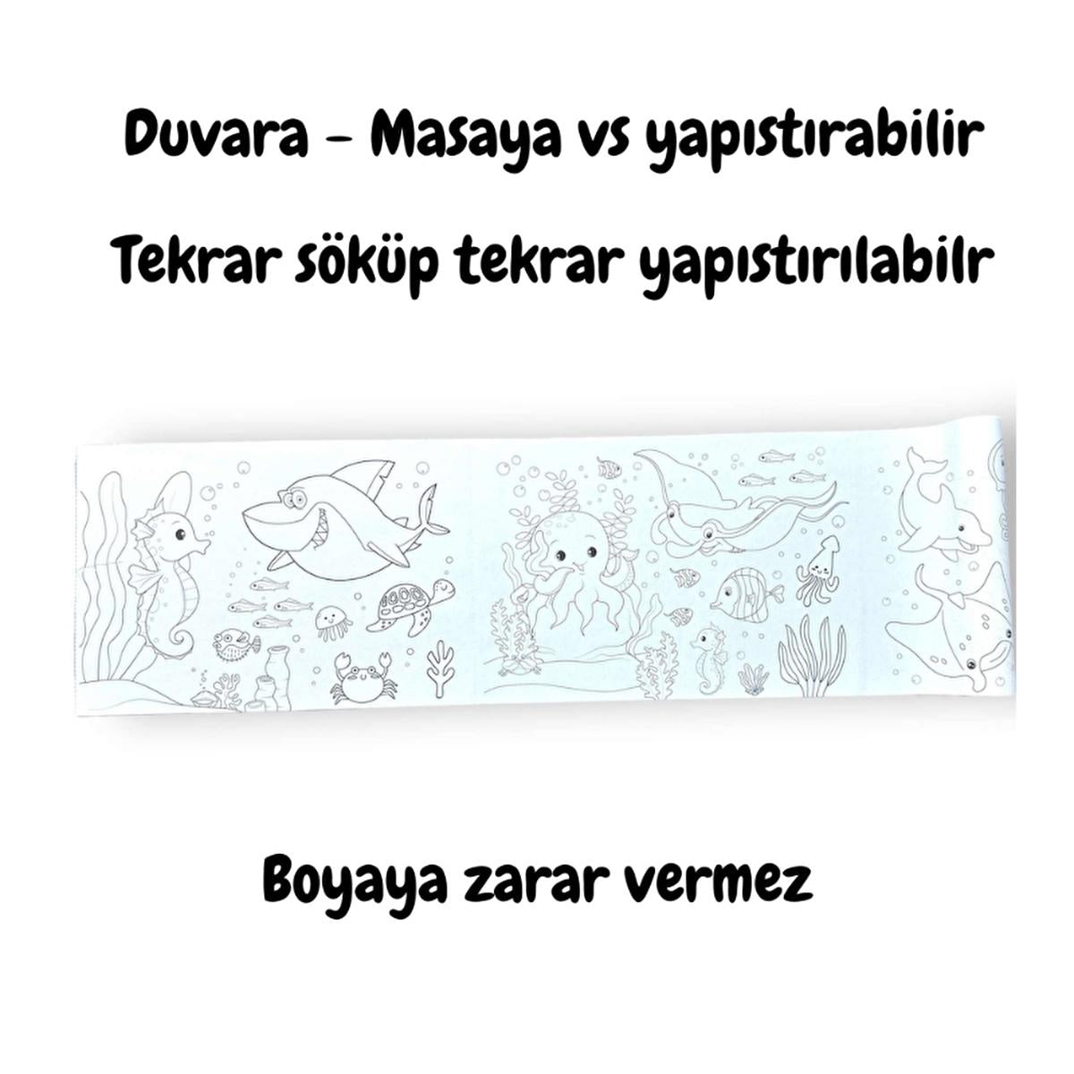 Lino - Reusable Sticky Sea World Coloring Roll for Kids, Educational & Fun Creative Play, 33.86 x 7.87 inches