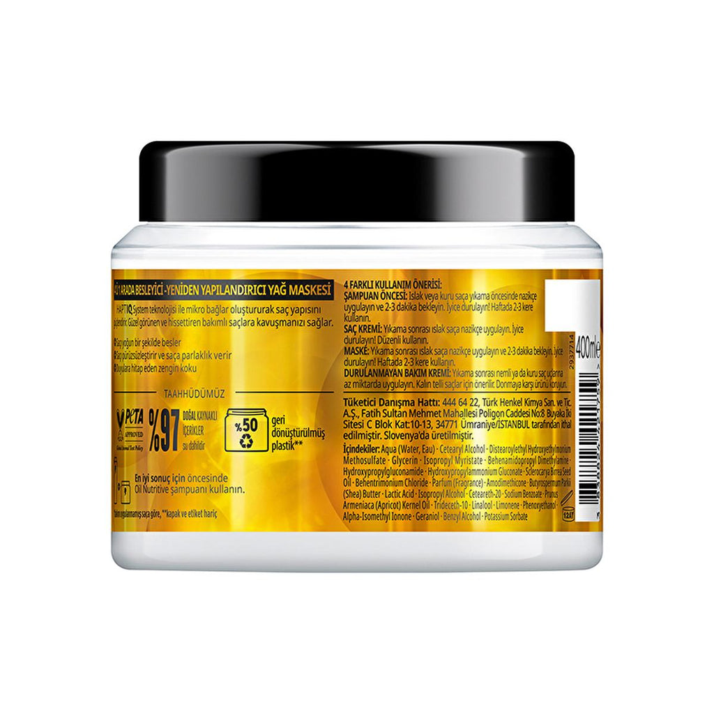 Gliss Oil Nutritive Hair Care Mask - Nourishing & Repairing Treatment with Marula Oil for Damaged Hair