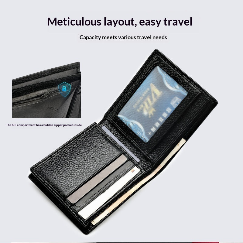 Mens Large-capacity Multi-card Short Leather Wallet