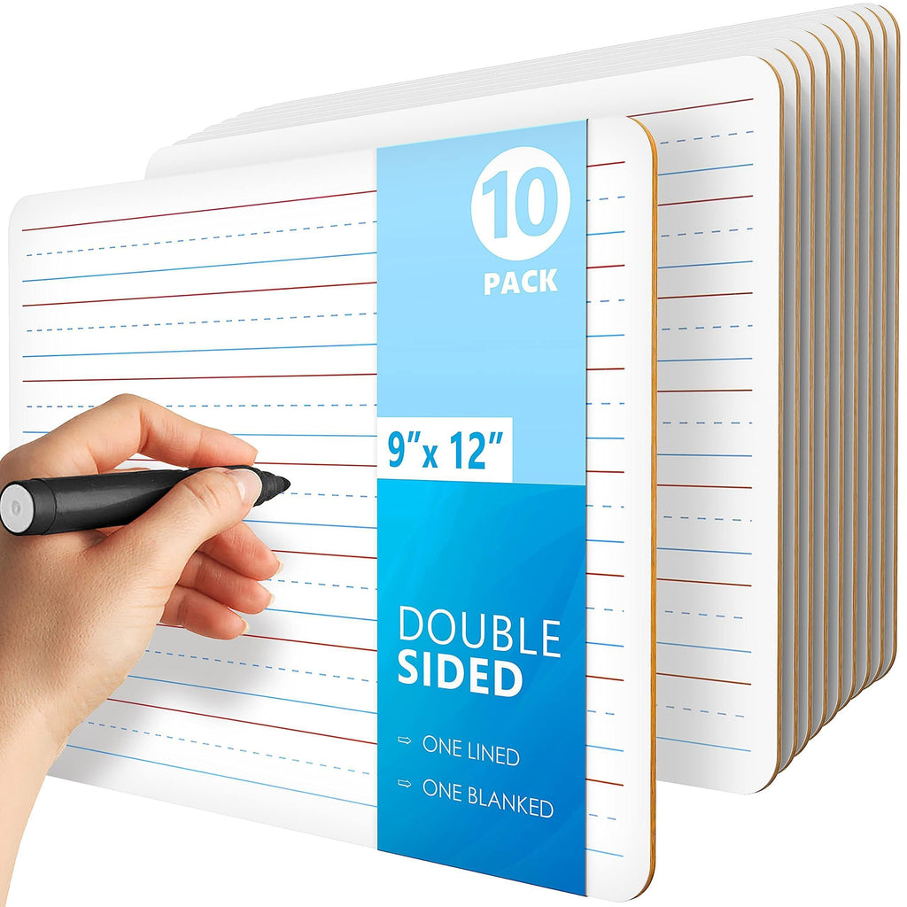 10 Pack 9x12 inch Lined Mini White Boards for Students Double Sided White Board Lines Classroom Whiteboards for Students Kids Small Dry Erase Board with Lines Personal Lined Whiteboard Dry Erase