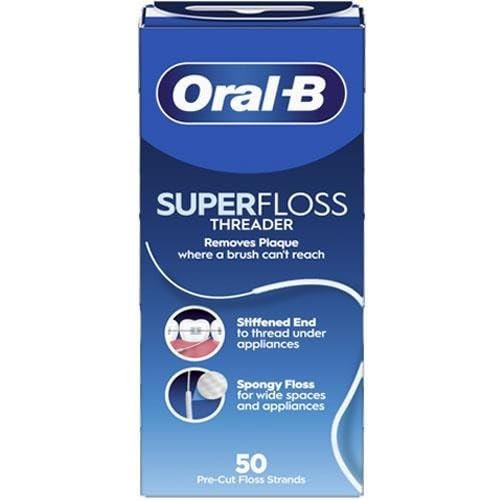 Oral-B Super Floss 50 Count - Effective Interdental Cleaning for Braces and Bridges