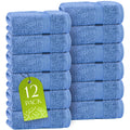 Light Blue Washcloths Set 12 Pack for Body Face Towel 12x12 Inch Cotton Wash Cloths Bulk  Spa Fingertip Wash Clothes Soft Absorbent Gym Towels