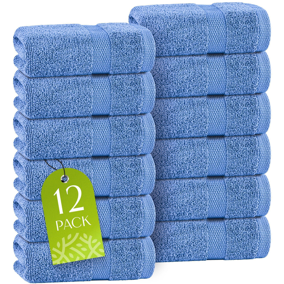 Light Blue Washcloths Set 12 Pack for Body Face Towel 12x12 Inch Cotton Wash Cloths Bulk  Spa Fingertip Wash Clothes Soft Absorbent Gym Towels