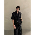 Mens Irregular-Design Shoulder-Padded Summer Shirt