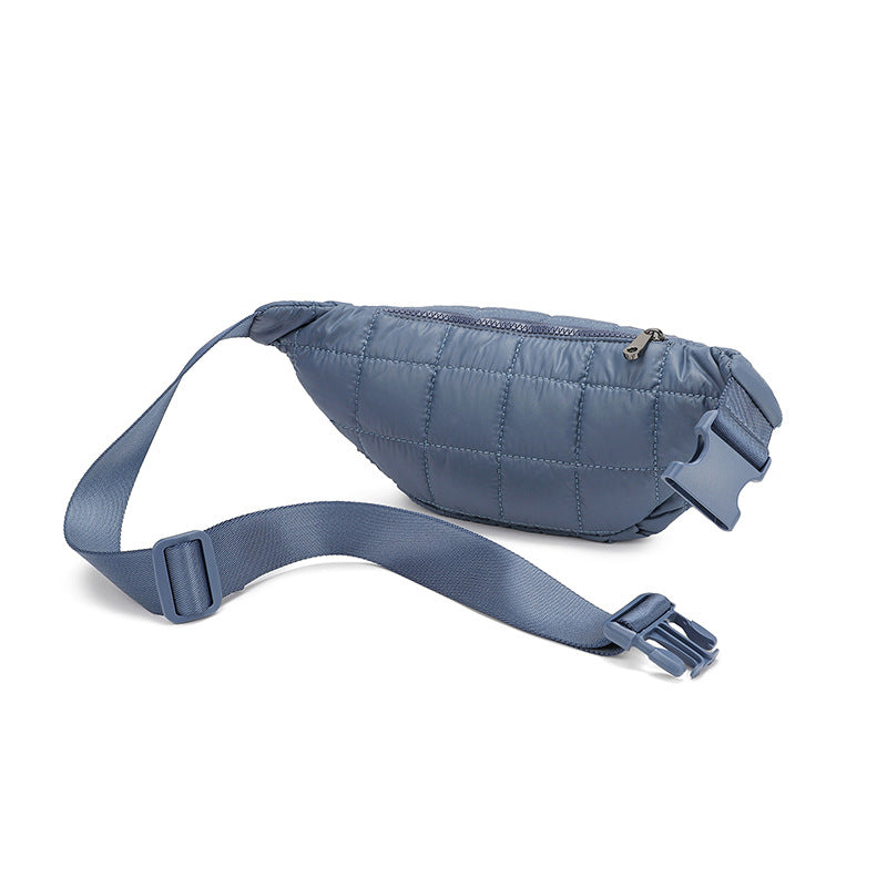 Solid-color Casual Crossbody Waist Bag With A Quilted Diamond Pattern