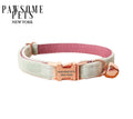 Small Dog & Cat Collar – Pea Green with Pink