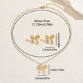 Hot Selling Cross-border European American Women Jewelry Set, Geometric Bow Design Pendant Necklace & Matching Earrings, Versatile Daily Accessories For Ladies