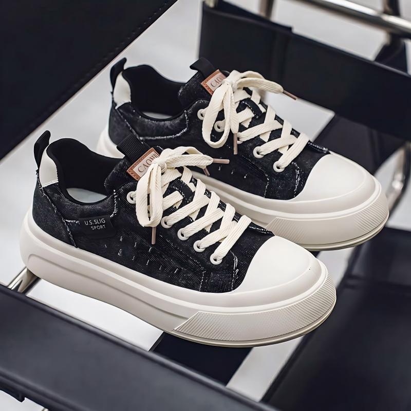 2026 Men's Summer Low-Top Canvas Skate Shoes, Platform Non-Slip Breathable Trendy Sneakers For Commute