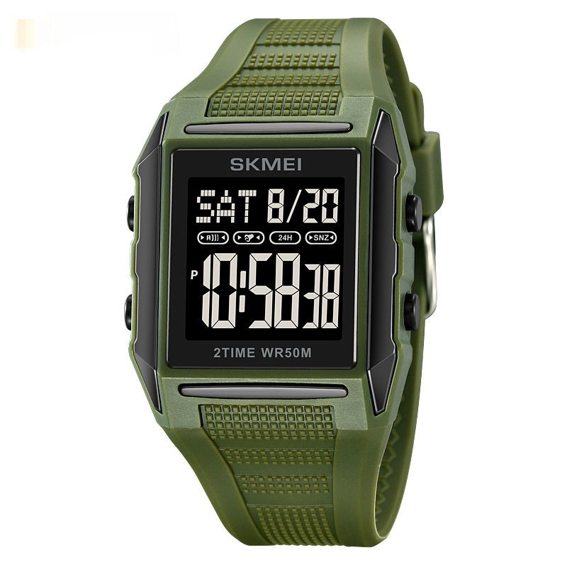 Lightweight Waterproof And Luminous Square Electronic Sports Watcha Classic And Stylish Choice