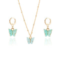 Color Acrylic Butterfly Earrings And Necklace Set