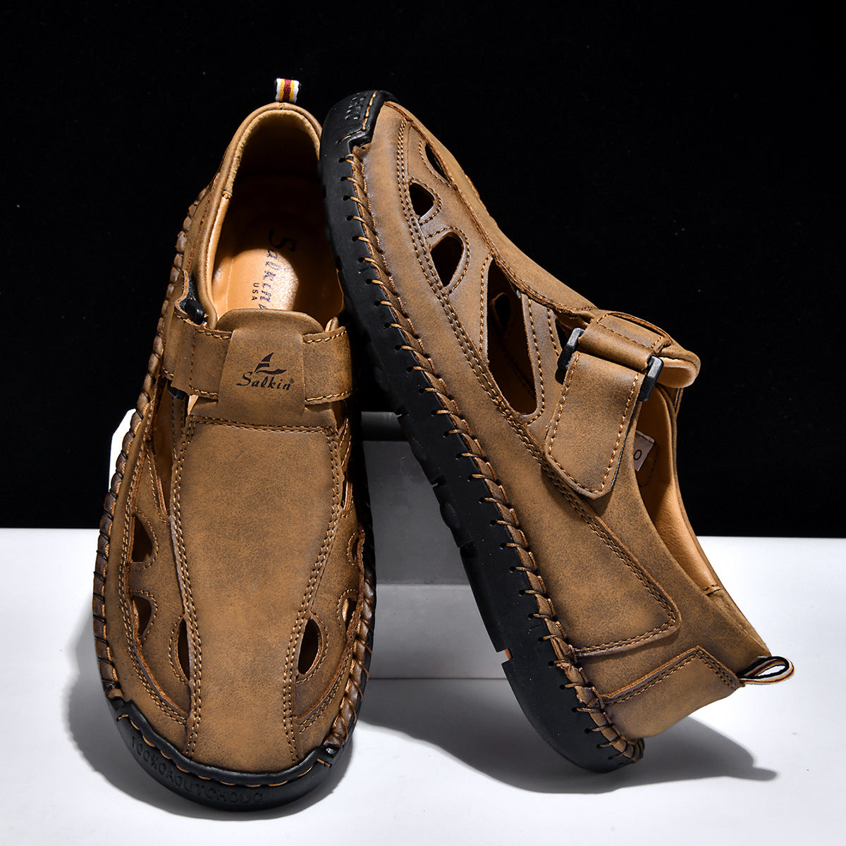 Breathable Hand-Sewn Mens Closed-Toe Sandals