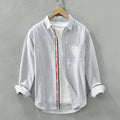 Autumn Japanese Striped Men's Long Sleeve Shirt