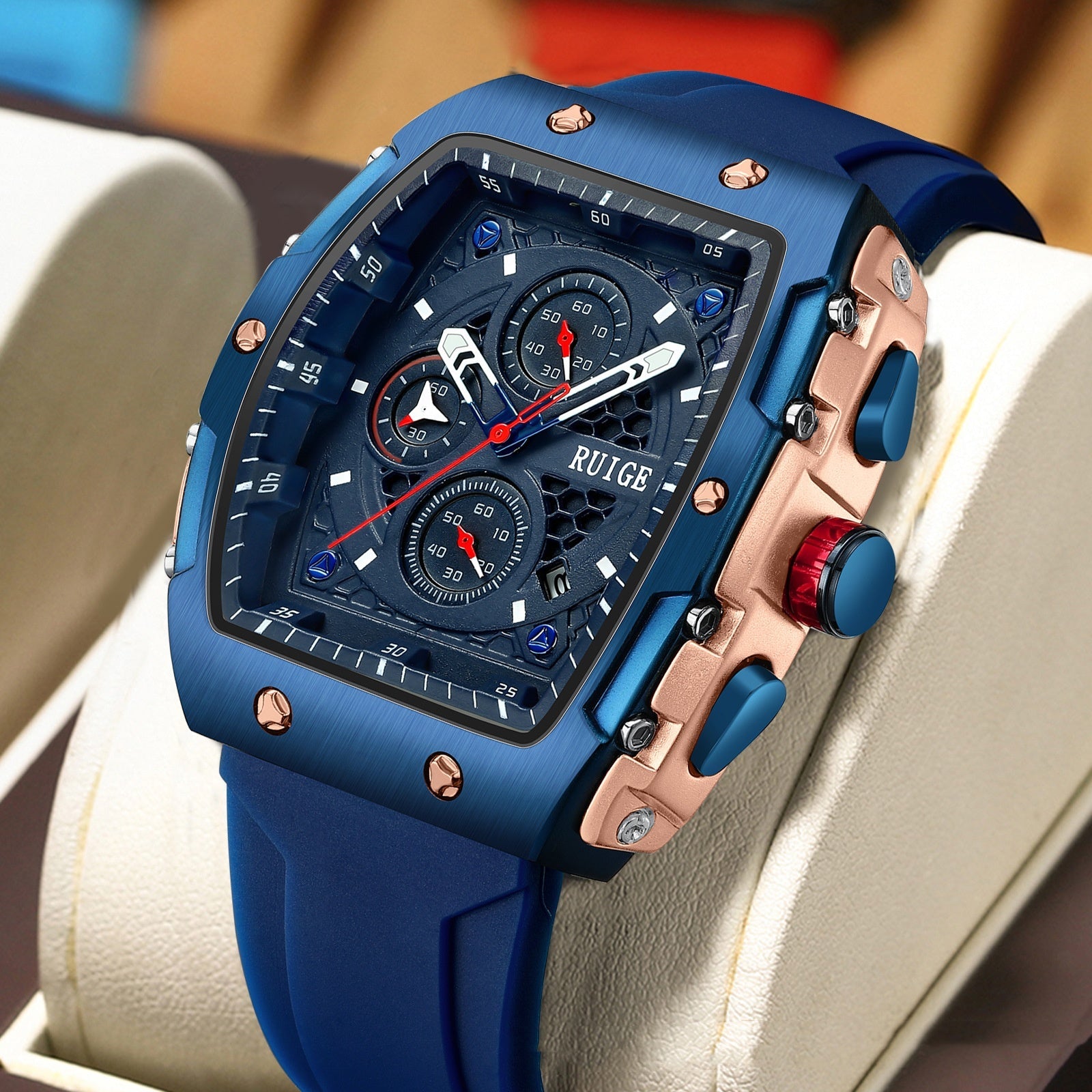 RuiGe Brand Watch Outdoor-style Barrel-shaped Wristwatch