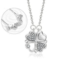 Magnetic Foldable Four Leaf Clover Necklace For Women, Convertible 4 Heart Pendant Collarbone Chain, Dainty Zircon Sweater Chain Fashion Jewelry
