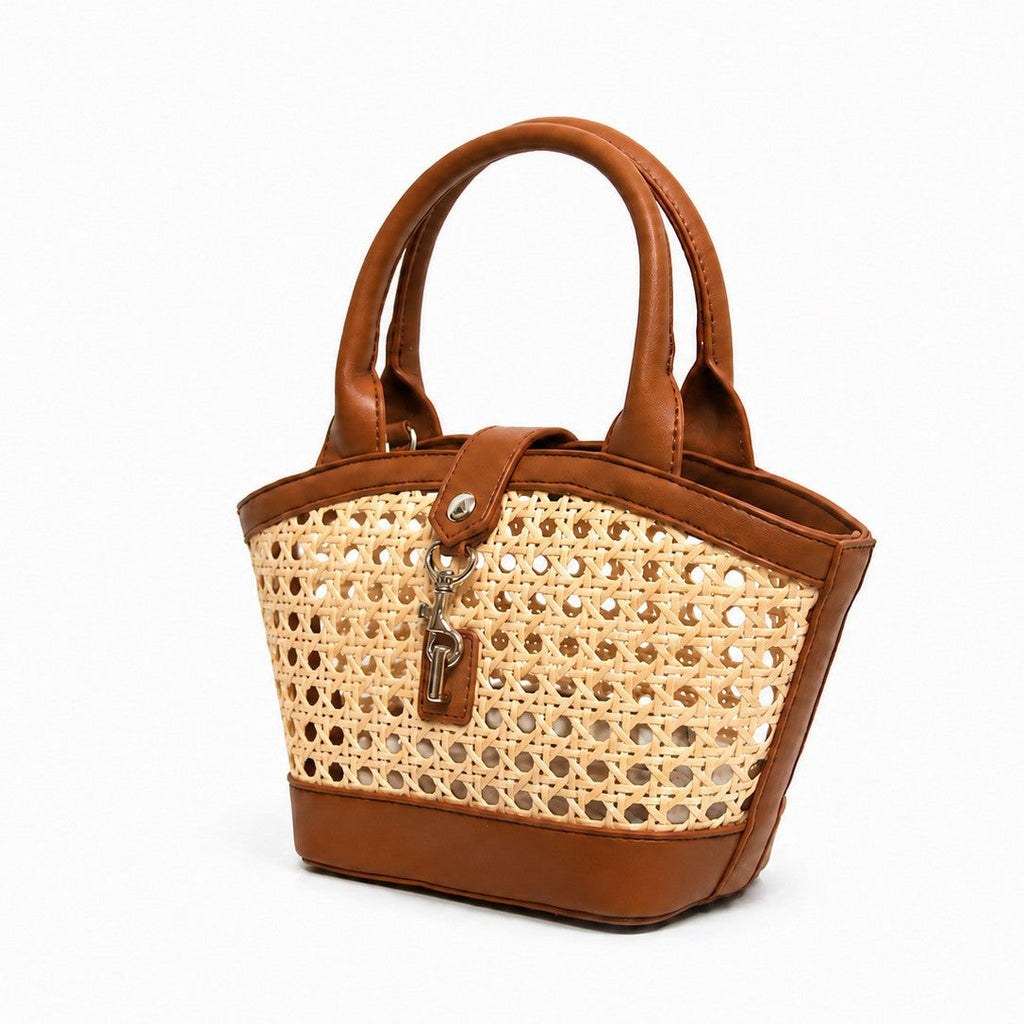 Handwoven Rattan Hollowed-Out Holiday Handbag