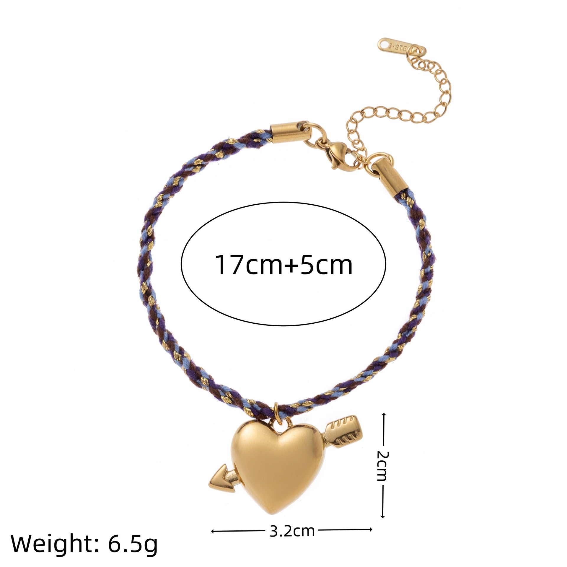 Stainless Steel Heart And Sun Colorful Rope Bracelet