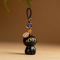 Ebony-carved Cat Car Keychain Pendant Cute