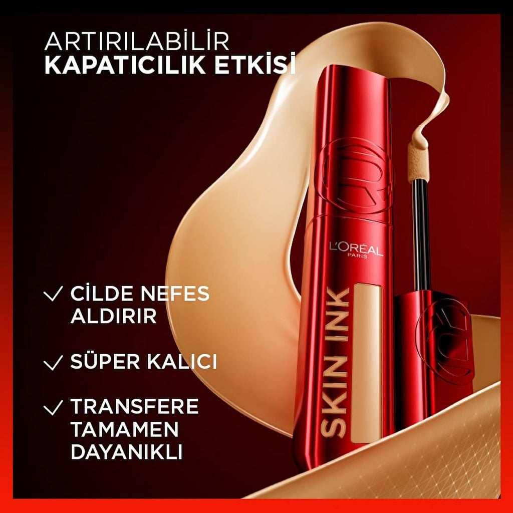 Loreal Paris Skin Ink: 48H Long-Lasting Full Coverage Liquid Foundation - Lightweight, Breathable, Transfer-Resistant Formula