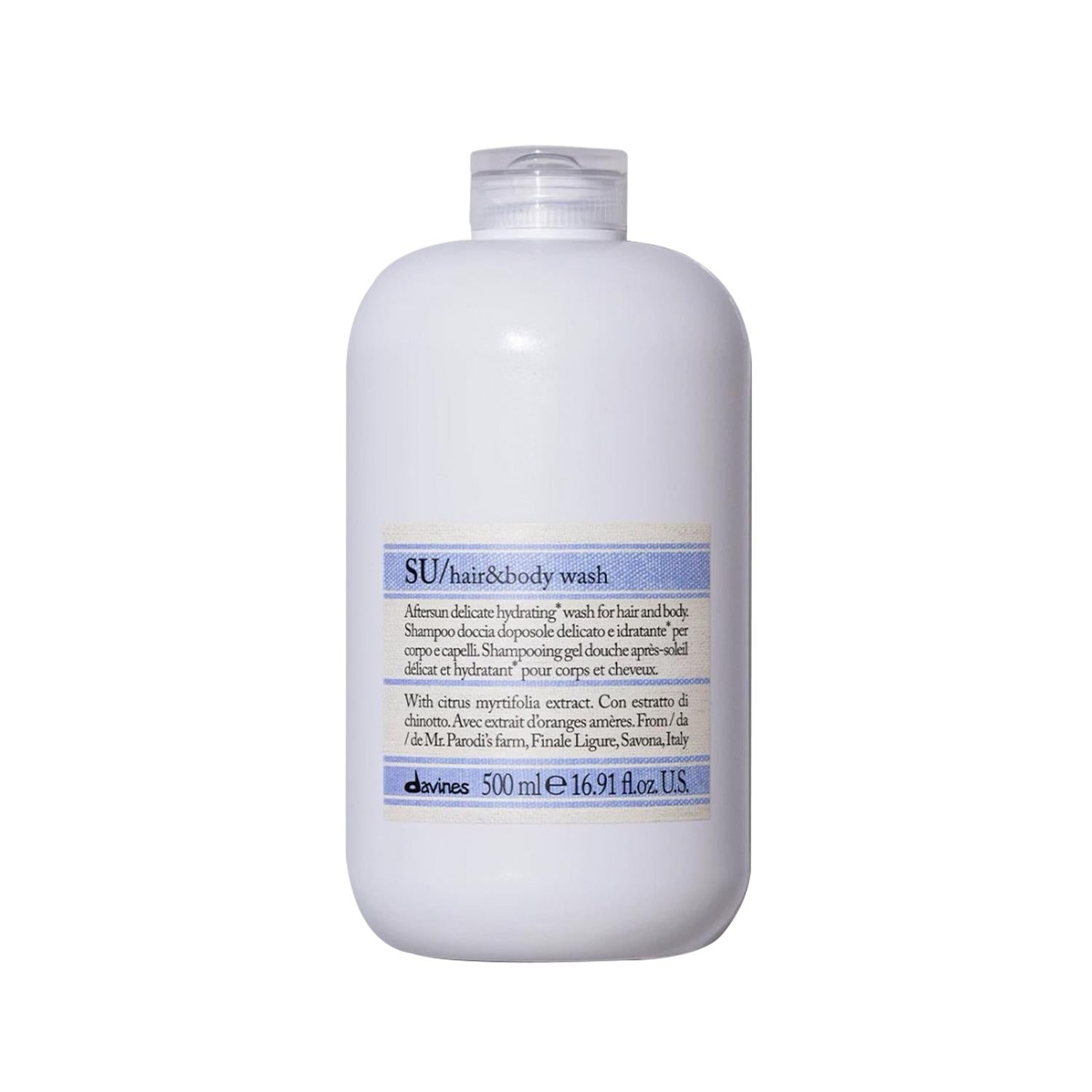 Davines SU Post Sun Shampoo for Hair and Body, 16.91 fl oz - Gentle Cleansing After Sun Exposure