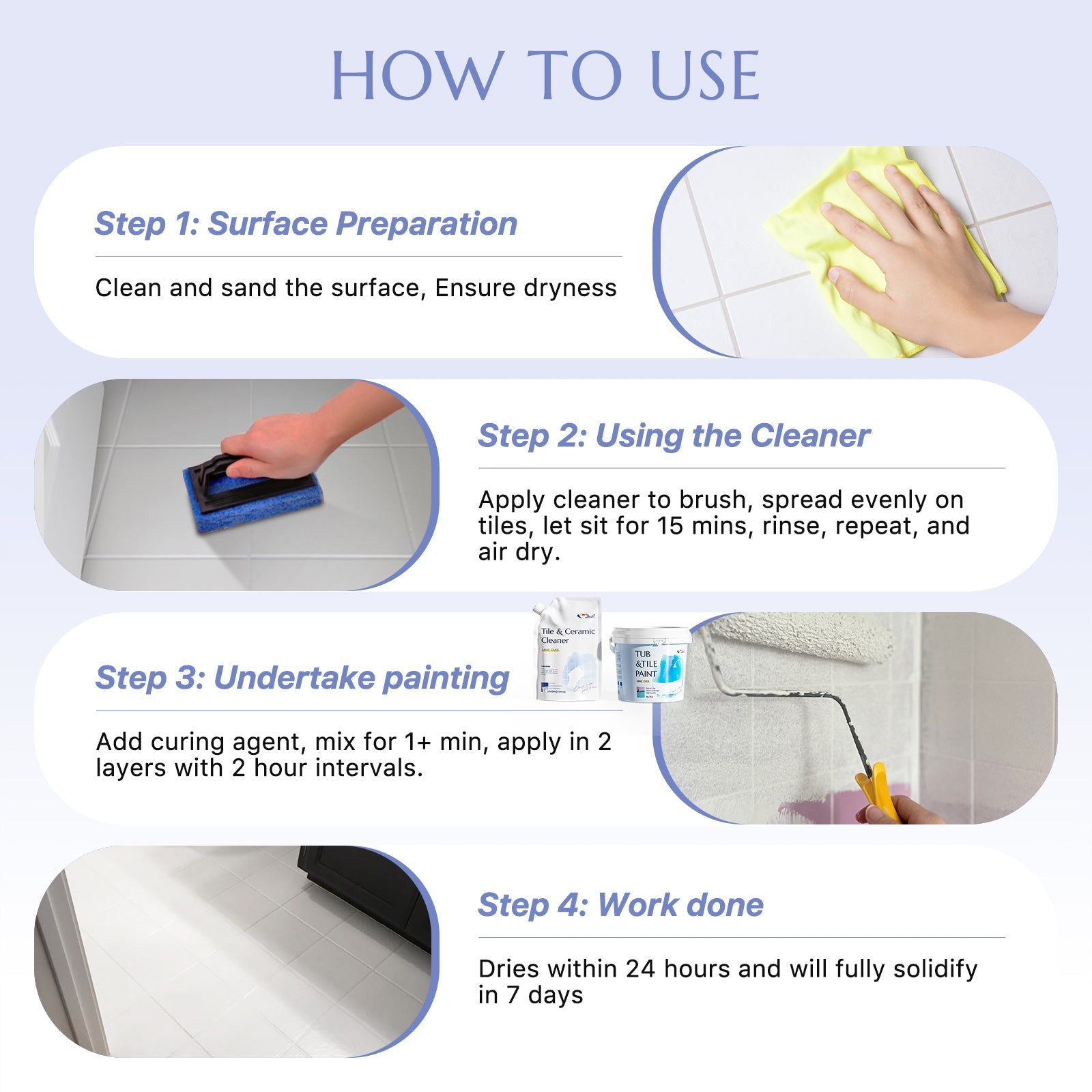 DWIL Tub & Tile Paint Kit with Cleaner – 32 oz