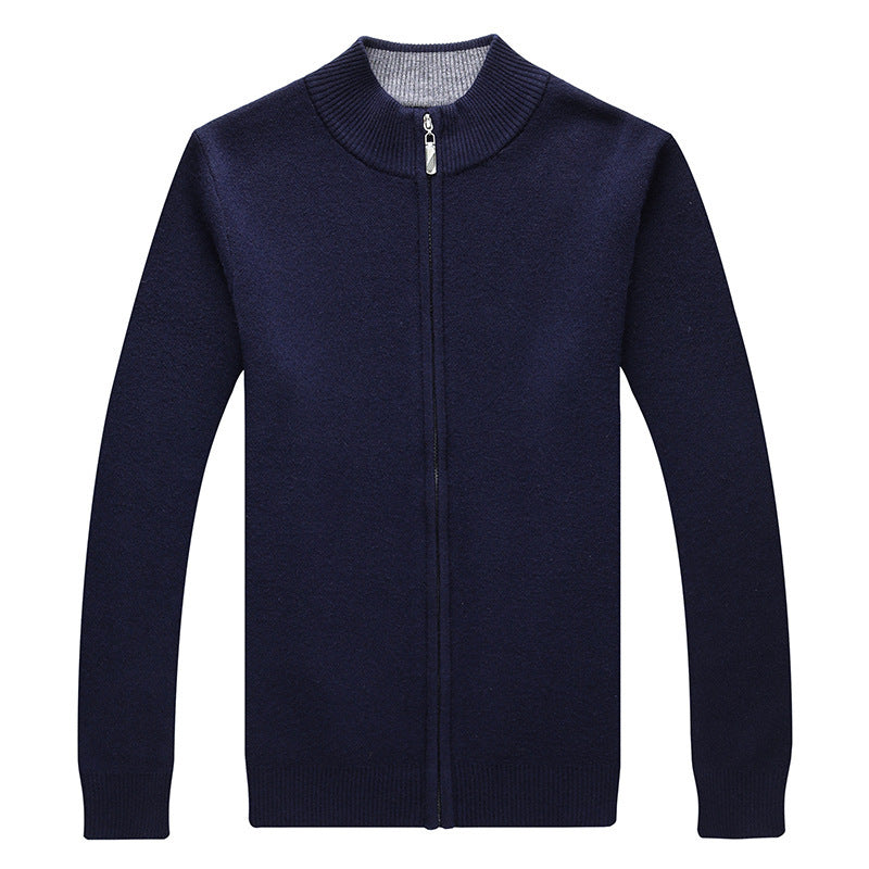 Mens Thickened Warm Solid-color Sweater