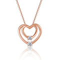 S925 Sterling Silver Rose Gold Double Heart Necklace, D-VVS1 Moissanite Pendant, 40&455cm Adjustable Chain, Women's Jewelry Gift Box With GRA Certificate