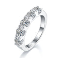 5-Stone Moissanite Wedding Band Ring, 4mm&5 D Color VVS1 S925 Silver Platinum Plated Anniversary Ring With GRA, US 5-9.