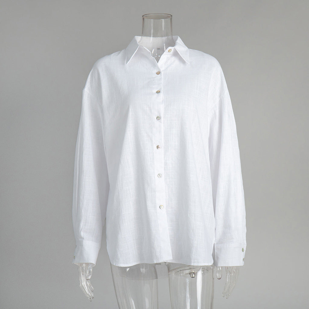 Casual Solid-color Minimalist Loose-fit Shirt