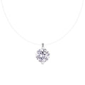 S925 Sterling Silver Invisible Necklace, 1&2&3ct D-VVS1 Moissanite Solitaire Pendant, Platinum Plated 40&46cm Chain, GRA Certified Gift Box