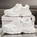 New Summer Men's Breathable Shoes, Trendy Versatile Thick Sole Height Boost Casual Athletic Sneakers, Black Trendy Dad Shoes For Men