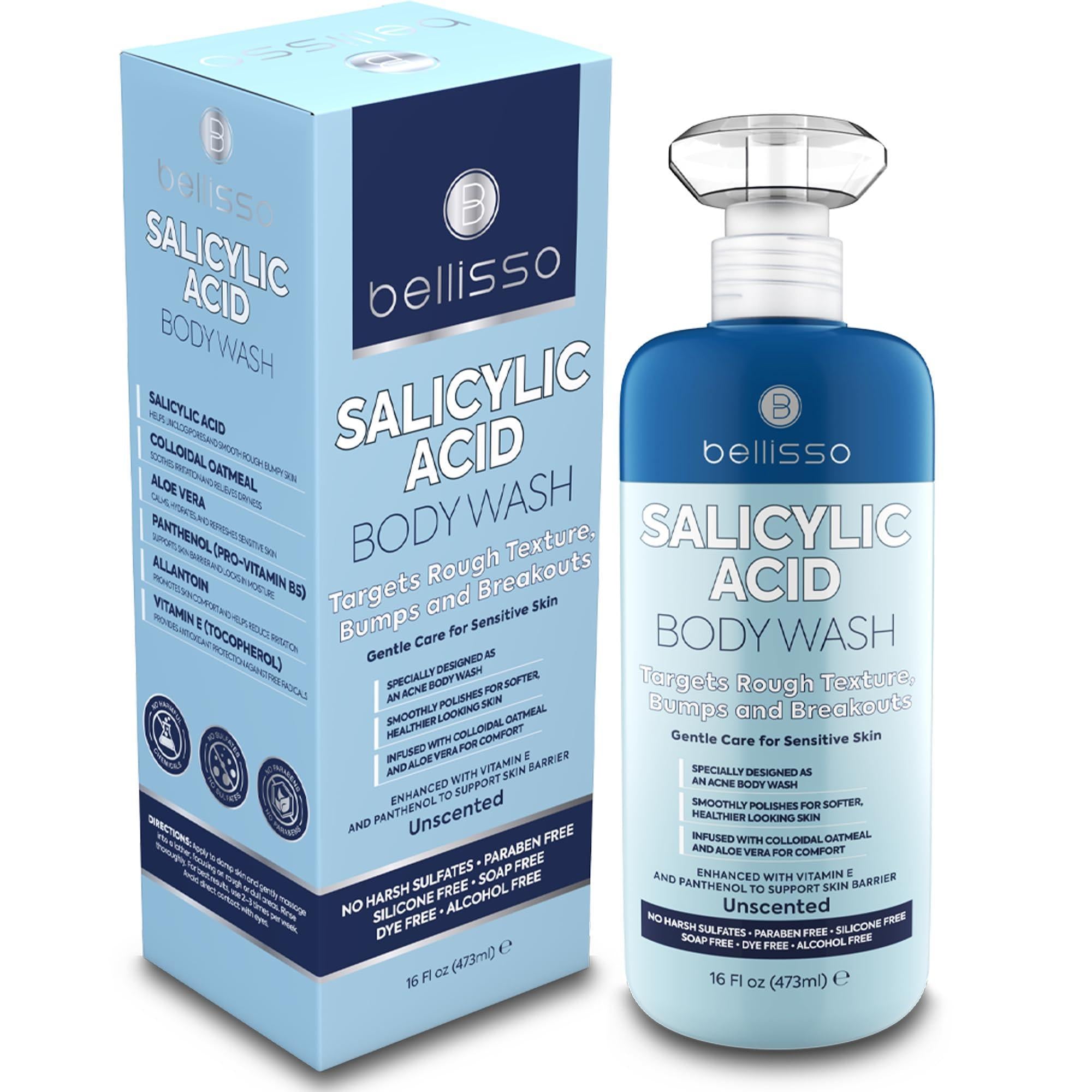 Salicylic Acid Body Wash 16 Fl Oz Mens Womens Exfoliating Liquid Soap for Back Acne and KP For Oily and Sensitive Skin Sulfate Free Formula
