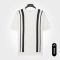 Mens Ice-Silk Cool-Feel Striped Crew-Neck Knitted Top