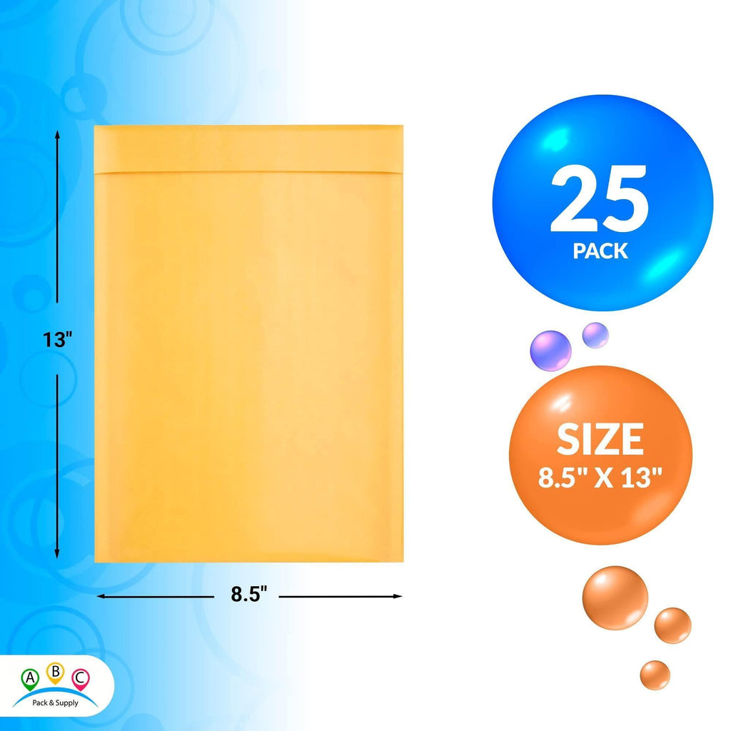 Gold Kraft Bubble Mailer Envelopes 8.5 x 13 Inch 25 Pack Mail Padded Envelopes Self Seal Kraft Bubble Mailers Tear Resistant Mailing Envelope Padded. Sturdy Paper Mailer
