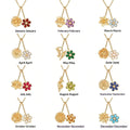 December Flower Pendant Birthstone Necklace