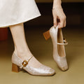 Chanel-inspired Vintage Versatile Chunky-heel Square-toe Low-cut Womens Shoes